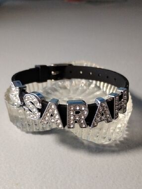 SARAH Black Crystal Letter Bracelet